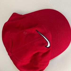 Nike red ball cap with white swoosh